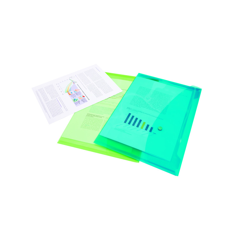 Rapesco+Eco+Recycled+Popper+Wallet+A4%2B+Assorted+Bright+Transparent+%28Pack+of+5%29+0688