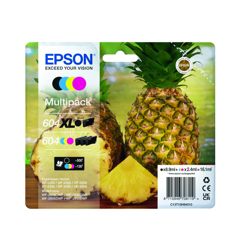 Epson+604XL%2F604+Pineapple+Ink+Cartridge+High+Yield+CMYK+Multipack+C13T10H94010