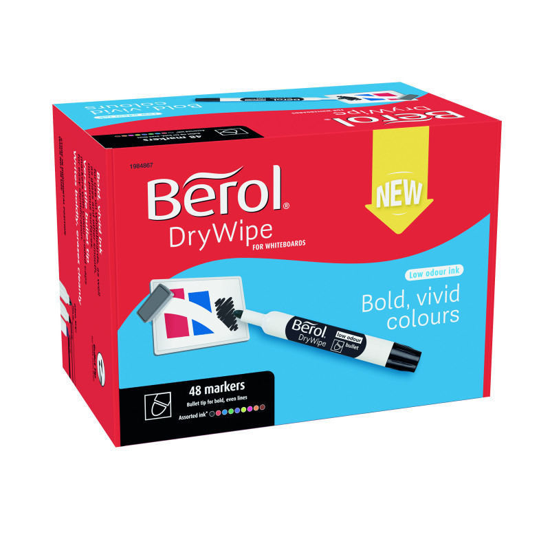 Berol+Drywipe+Marker+Bullet+Tip+Assorted+%2848+Pack%29+1984867
