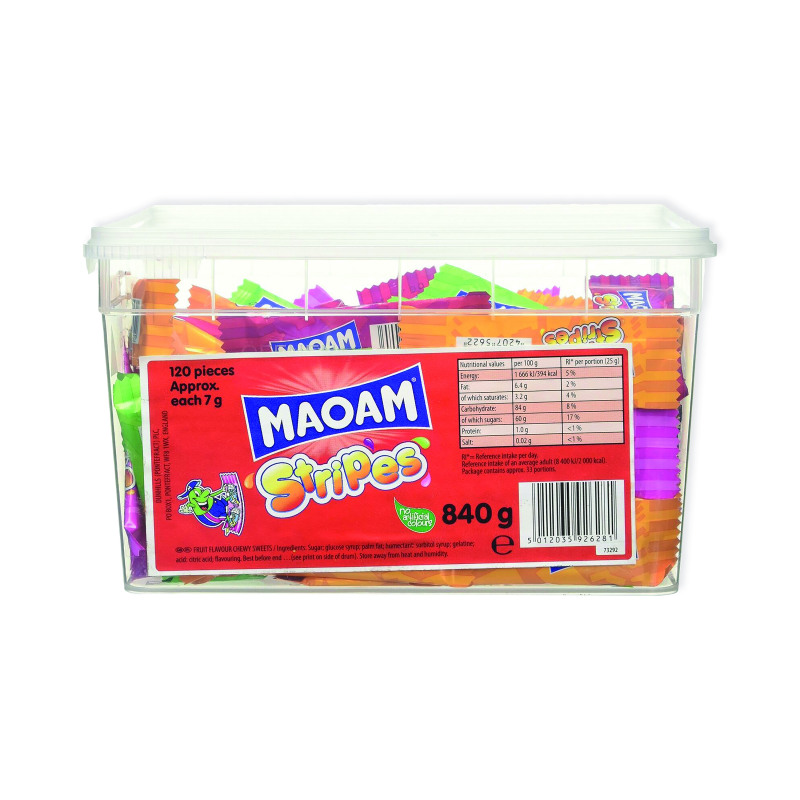 Haribo+Maoam+Stripes+Sweets+Drum+840g+58047
