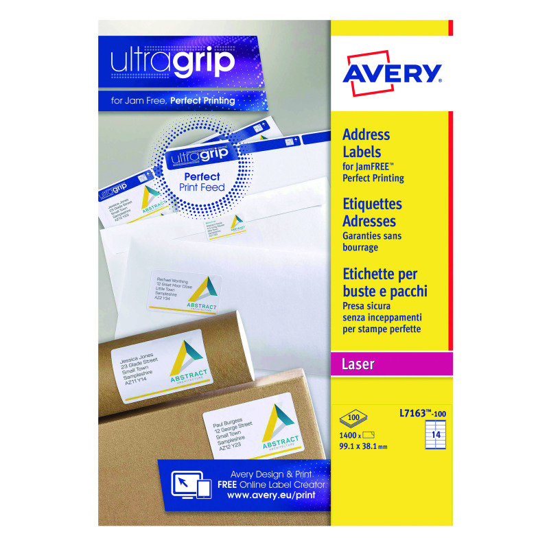 Avery+Ultragrip+Laser+Label+99.1x38.1mm+White+%28Pack+of+1400%29+L7163-100