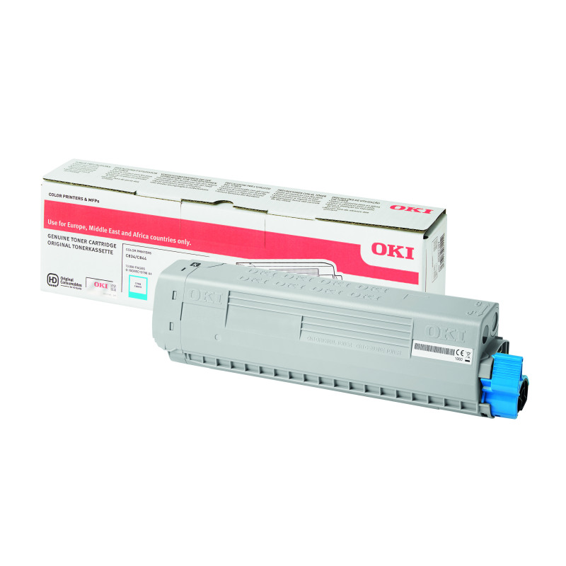 Oki+C834+10K+Toner+Cartridge+High+Yield+Cyan+46861307