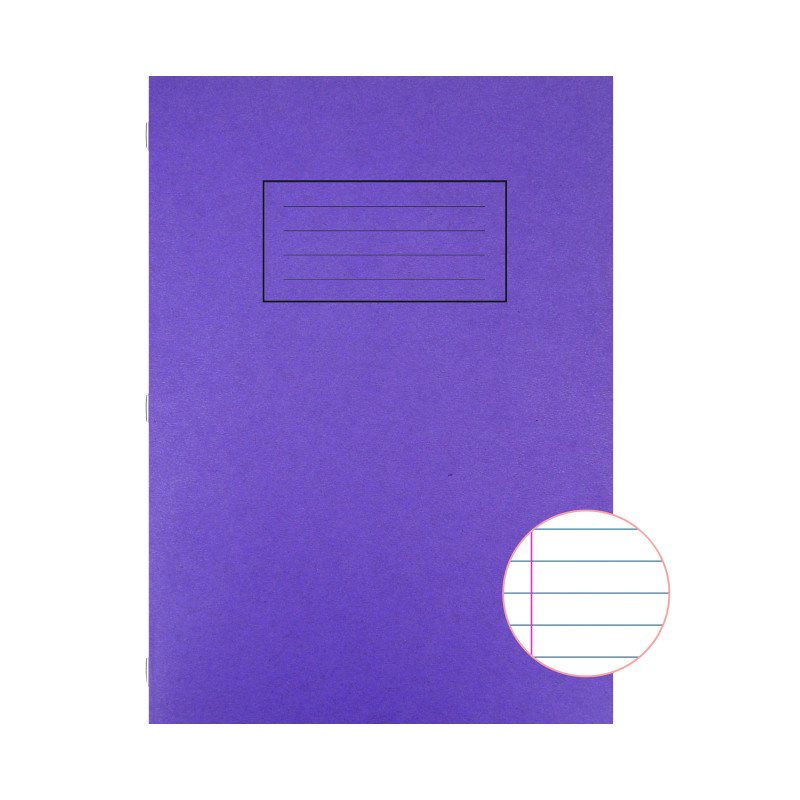 Silvine+Exercise+Book+A4+Ruled+with+Margin+Purple+%2810+Pack%29+EX111