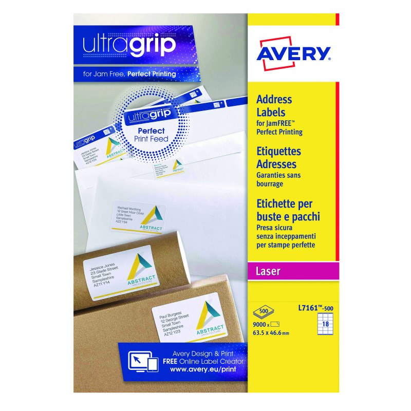 Avery+Ultragrip+Laser+Labels+63.5x46.6mm+White+%28Pack+of+9000%29+L7161-500