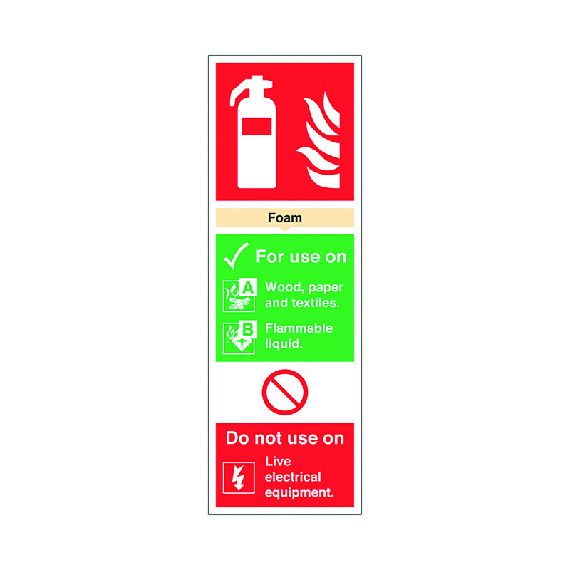 Safety+Sign+Fire+Extinguisher+Foam+For+Use+On+Rigid+PVC+300x100mm+F102%2FR