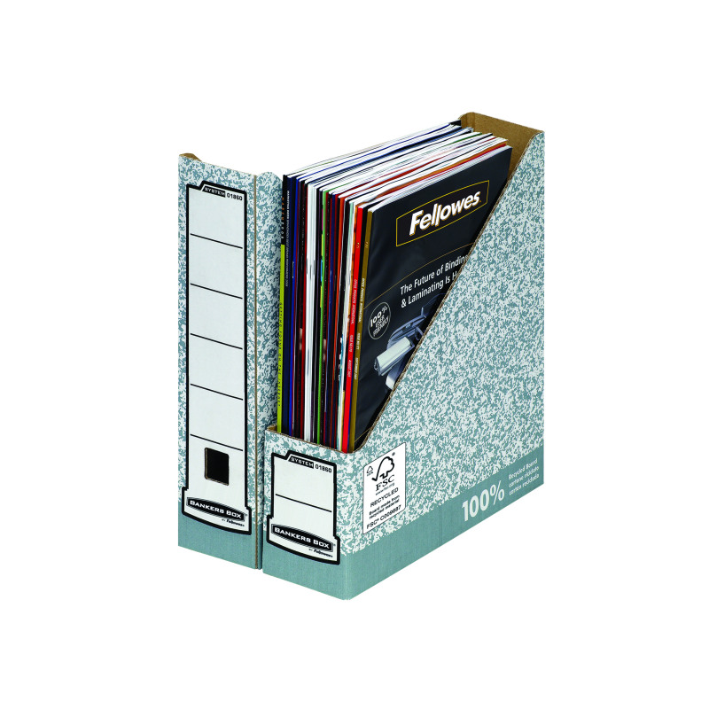 Fellowes+Bankers+Box+Prem+Magazine+File+Grey%2FWhite+%28Pack+of+10%29+186004