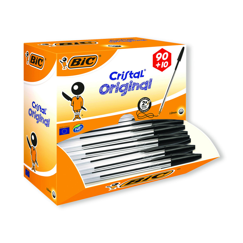 Bic+Cristal+Ballpoint+Pen+Medium+Black+Pack+of+100+896040
