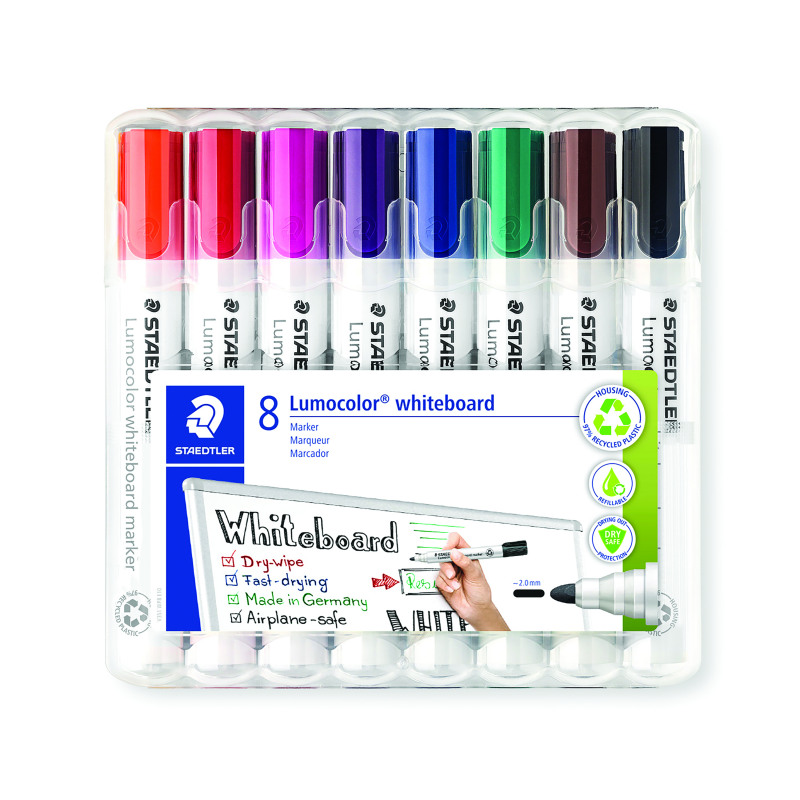 Staedtler+Lumocolor+351+Drywipe+Marker+Assorted+%28Pack+of+8%29+351+WP8