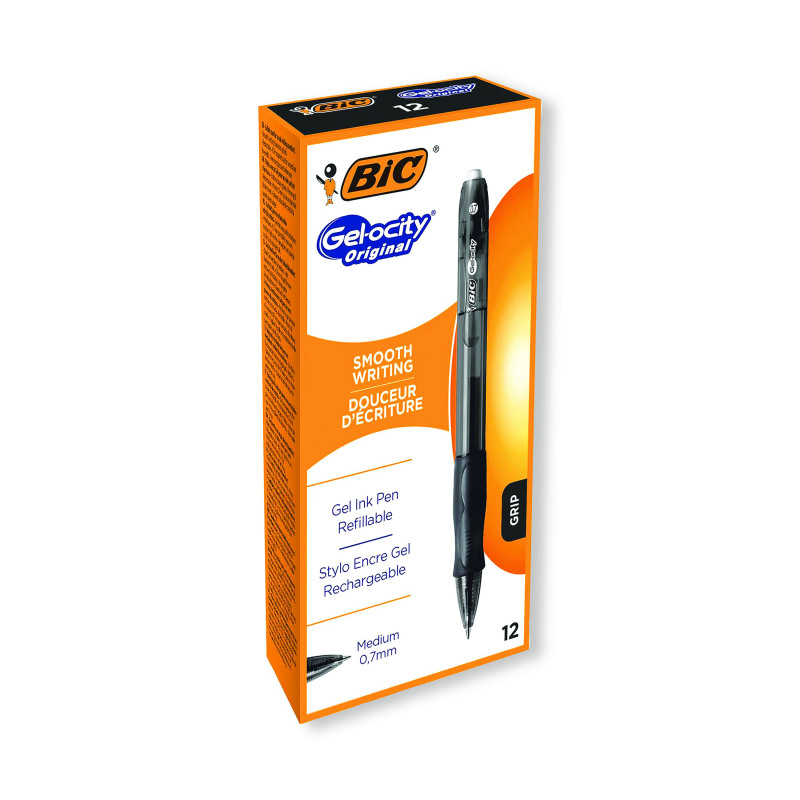 Bic+Gel-ocity+Original+Gel+Pen+Medium+Black+%28Pack+of+12%29+829157