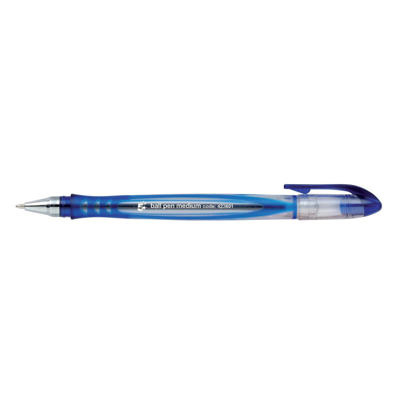 5+Star+Office+Grip+Ball+Pen+Medium+1.0mm+Tip+0.4mm+Line+Blue+%28Pack+of+20%29