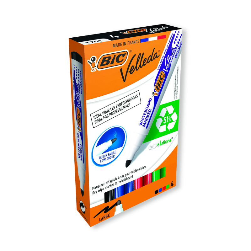 Bic+Velleda+1701+Whiteboard+Marker+Assorted+%28Pack+of+4%29+904941