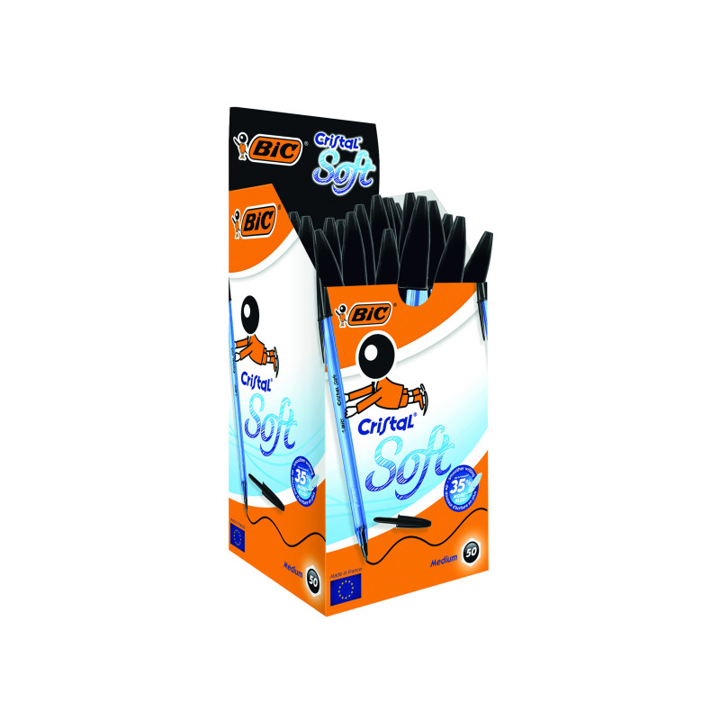 Bic+Cristal+Soft+Ballpoint+Pen+Medium+Black+%28Pack+of+50%29+918518