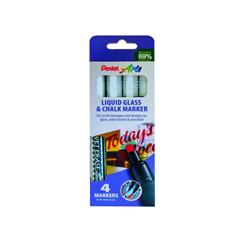 Pentel+Liquid+Chalk+Marker+White+%28Pack+of+4%29+SMW26%2F4