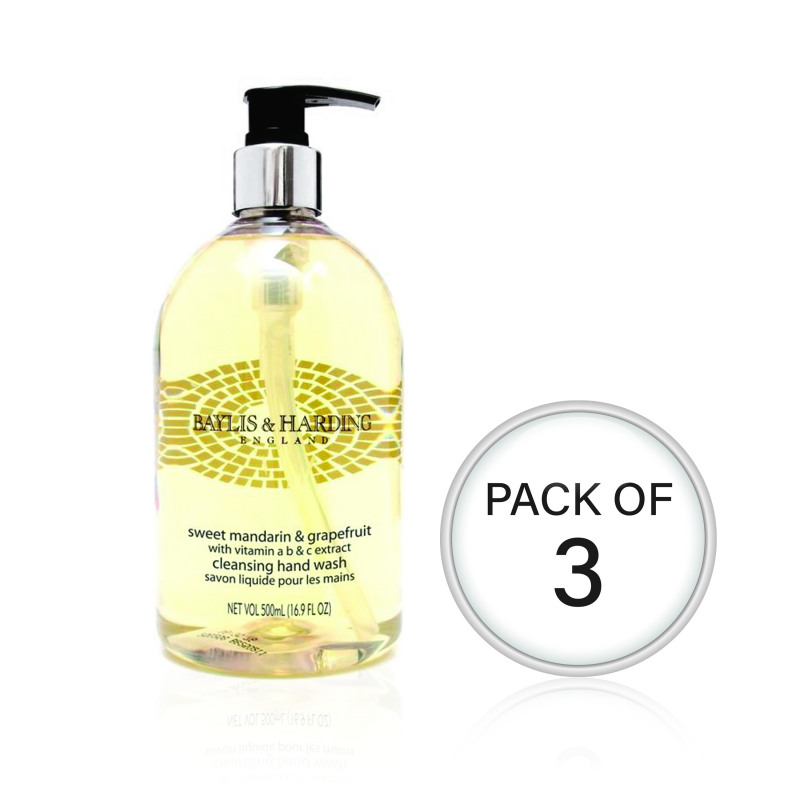 Baylis+%26+Harding+Mandarin%2FGrapefruit+Wash+500ml+%283+Pack%29+604242