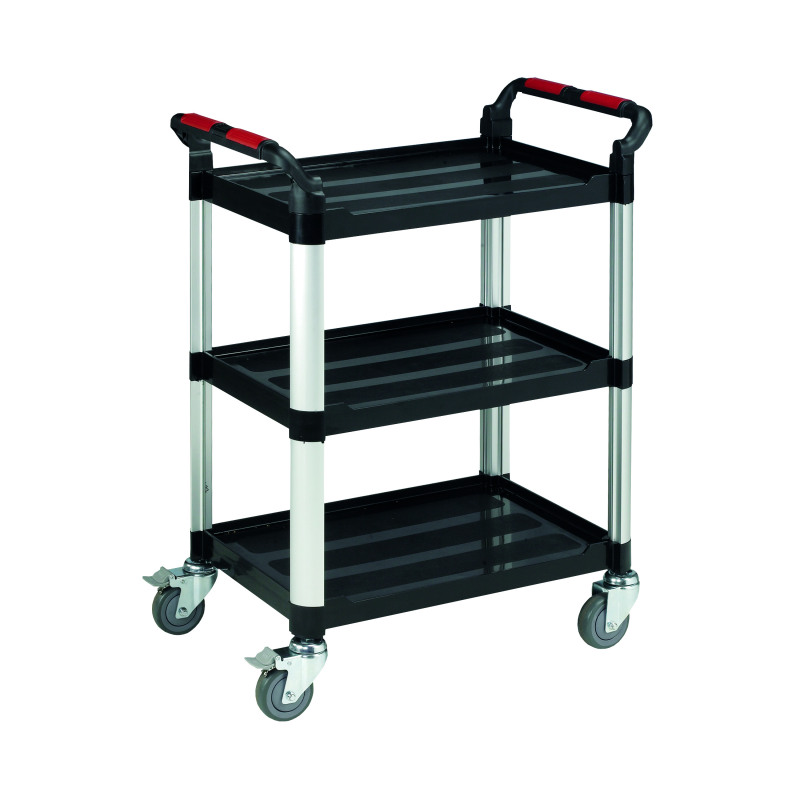 Barton+Black+and+Silver+3+Shelf+Standard+Plastic+Trolley+White+WHTT3SS