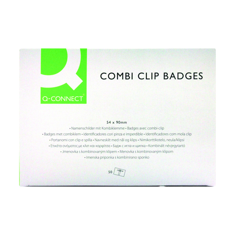 Q-Connect+Combination+Badge+54x90mm+%28Pack+of+50%29+KF01567