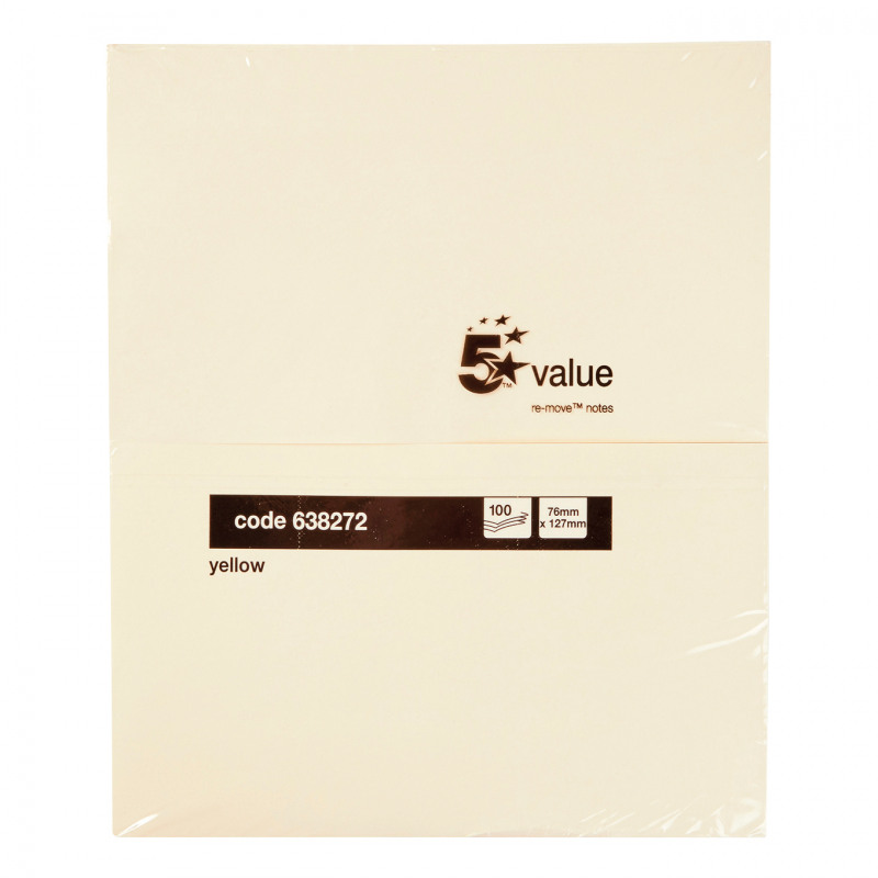 5+Star+Sticky+Notes+Repositionable+Yellow+%28Pack+of+12%29+638272