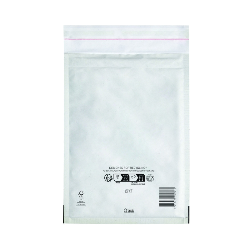 Sealed+Air+Bubble+Lined+Postal+Bag+White+180x260mm+MLW+D%2F1+%28Pack+of+100%29+103005499