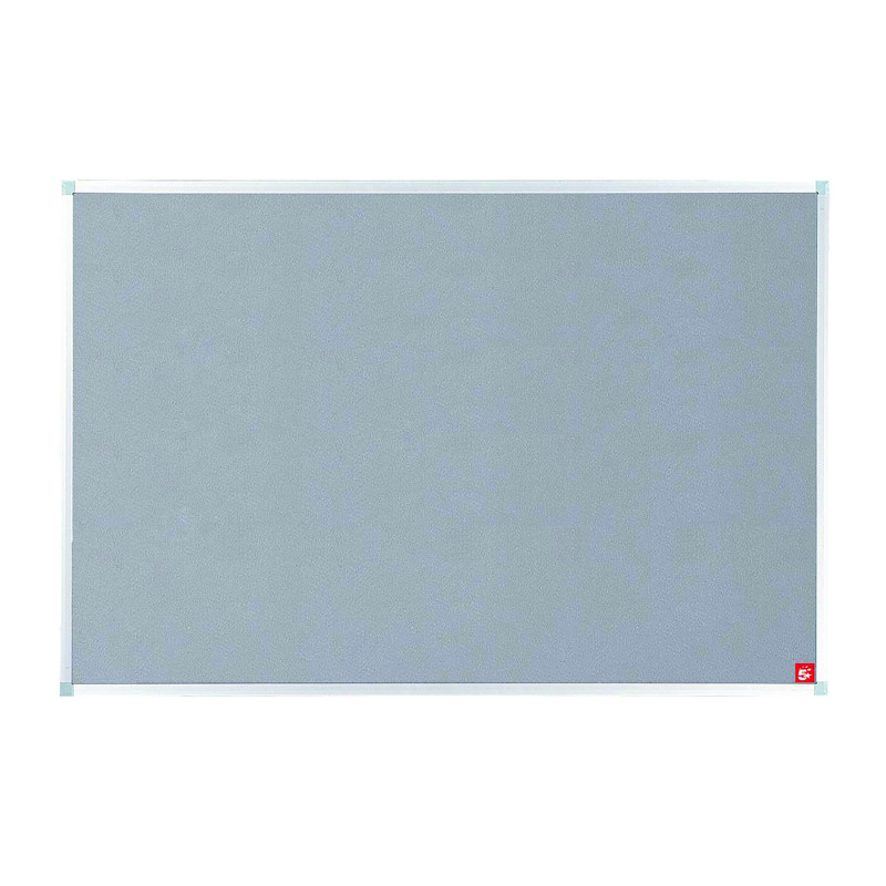 5+Star+Office+Felt+Noticeboard+with+Fixings+and+Aluminium+Trim+1200x900mm+Grey