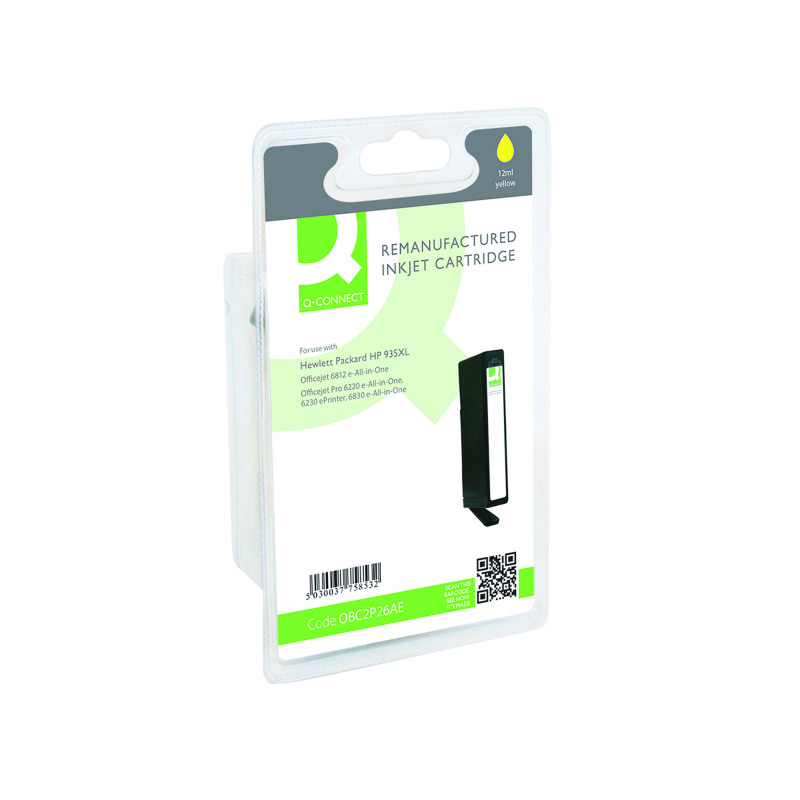 Q-Connect+Remanufactured+Inkjet+Cartridge+Yellow+For+HP+C2P26AE+C2P26AE-COMP