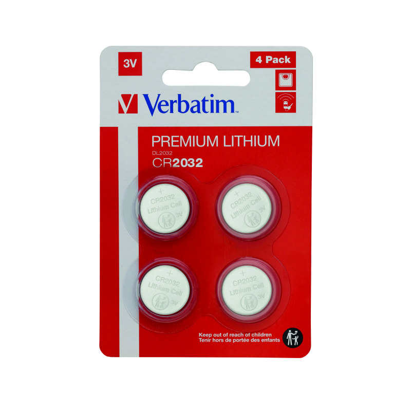 Verbatim+CR2032+3V+Premium+Lithium+Battery+%28Pack+of+4%29+49533