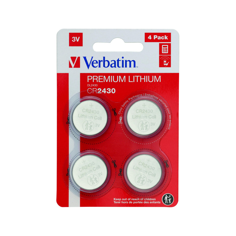 Verbatim+CR2430+3V+Premium+Lithium+Battery+%28Pack+of+4%29+49534