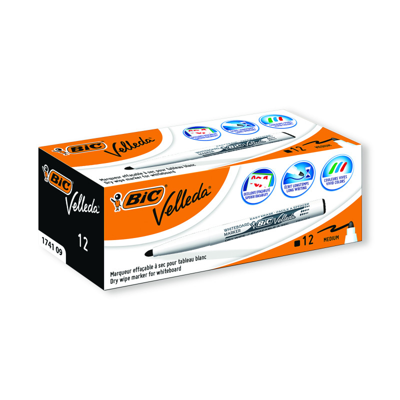 Bic+Velleda+1741+Drywipe+Marker+Black+%28Pack+of+12%29+1199174109