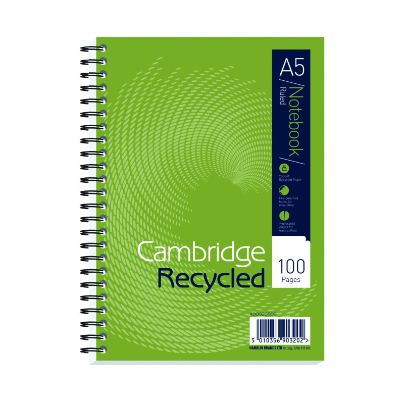 Cambridge+Ruled+Recycled+Wirebound+Notebook+100+Pages+A5+%28Pack+of+5%29+400020509