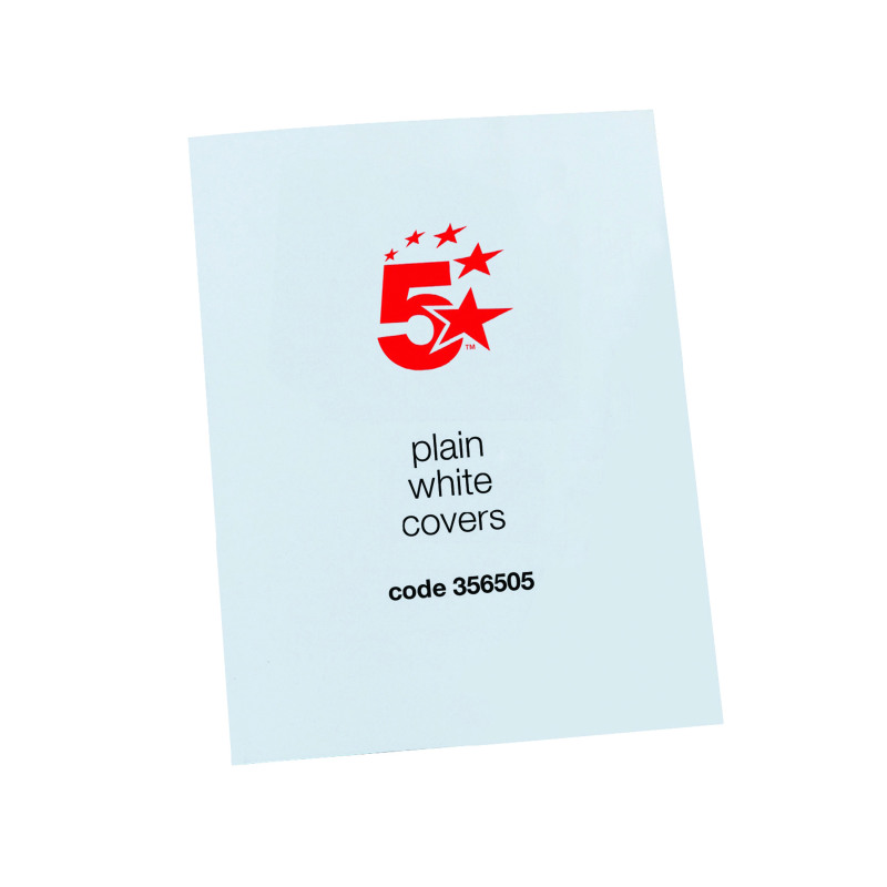 5+Star+Office+Binding+Covers+250Gsm+Plain+A4+Gloss+White+%28Pack+of+100%29