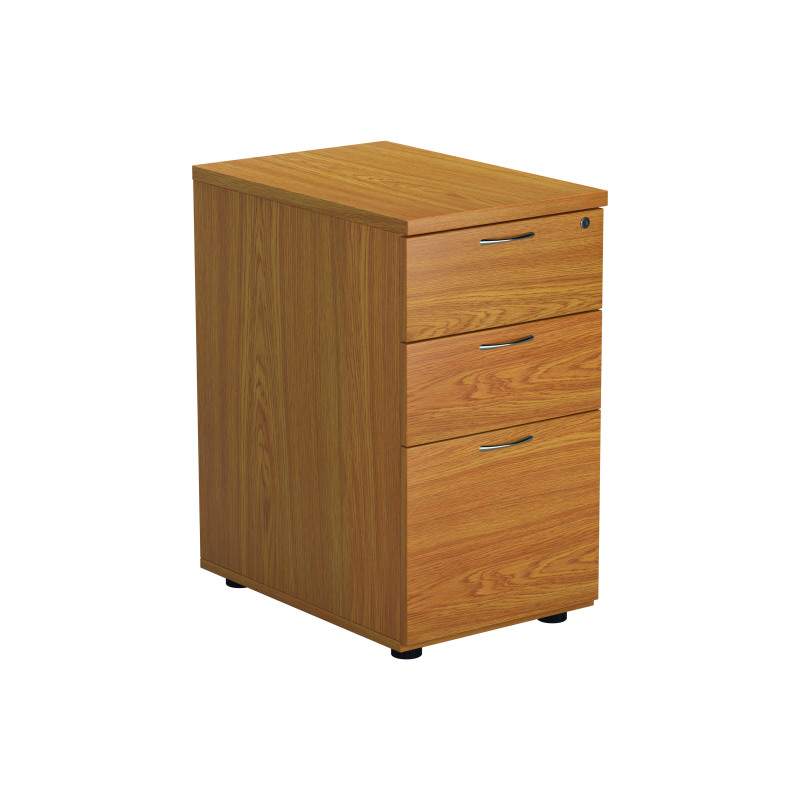 Jemini+3+Drawer+Desk+High+Pedestal+404x600x730mm+Nova+Oak+KF79858