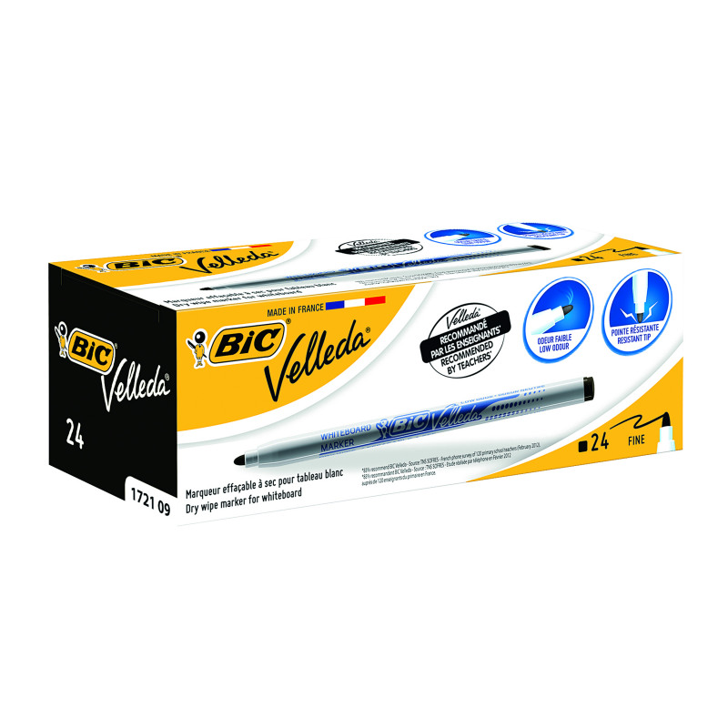 Bic+Velleda+1721+Whiteboard+Marker+Fine+Black+%28Pack+of+24%29+841842