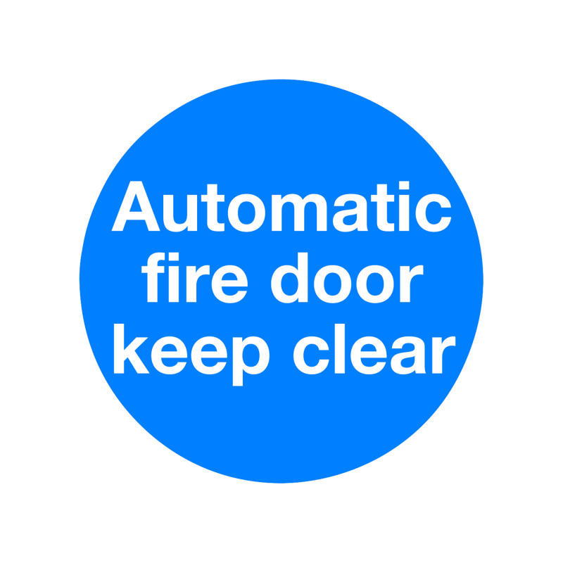 Safety+Sign+Automatic+Fire+Door+100x100mm+Self-Adhesive+%28Pack+of+5%29+KM73AS