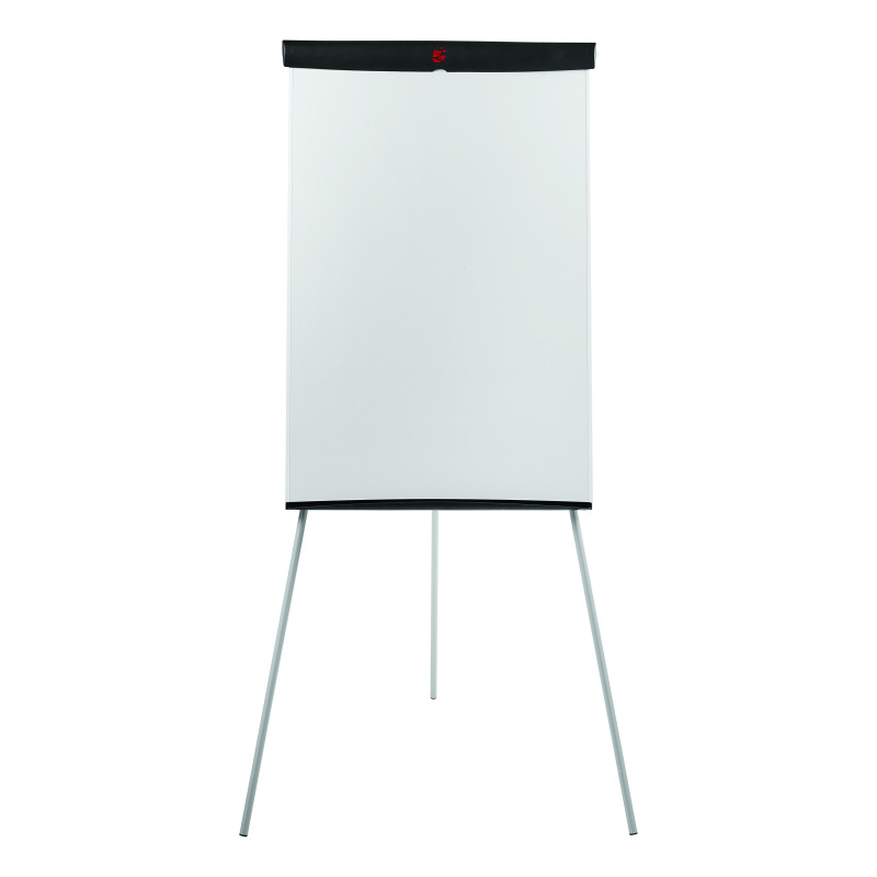 5+Star+Office+Flipchart+Easel+with+Telescopic+Legs+700x82x1900mm+Black+Trim