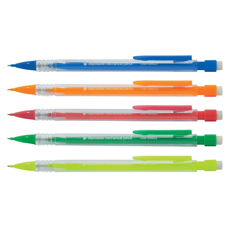 5+Star+Office+Mechanical+Pencil+Retractable+with+0.7mm+Lead+Assorted+Barrels+%28Pack+of+10%29