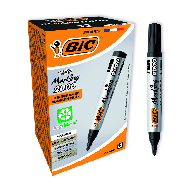 Bic+2000+Permanent+Marker+Bullet+Tip+Black+%28Pack+of+12%29+820915