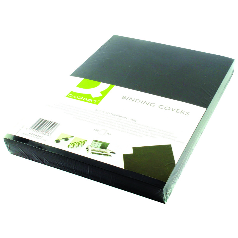 Q-Connect+A4+Black+Leathergrain+Comb+Binder+Cover+%28Pack+of+100%29+KF00501