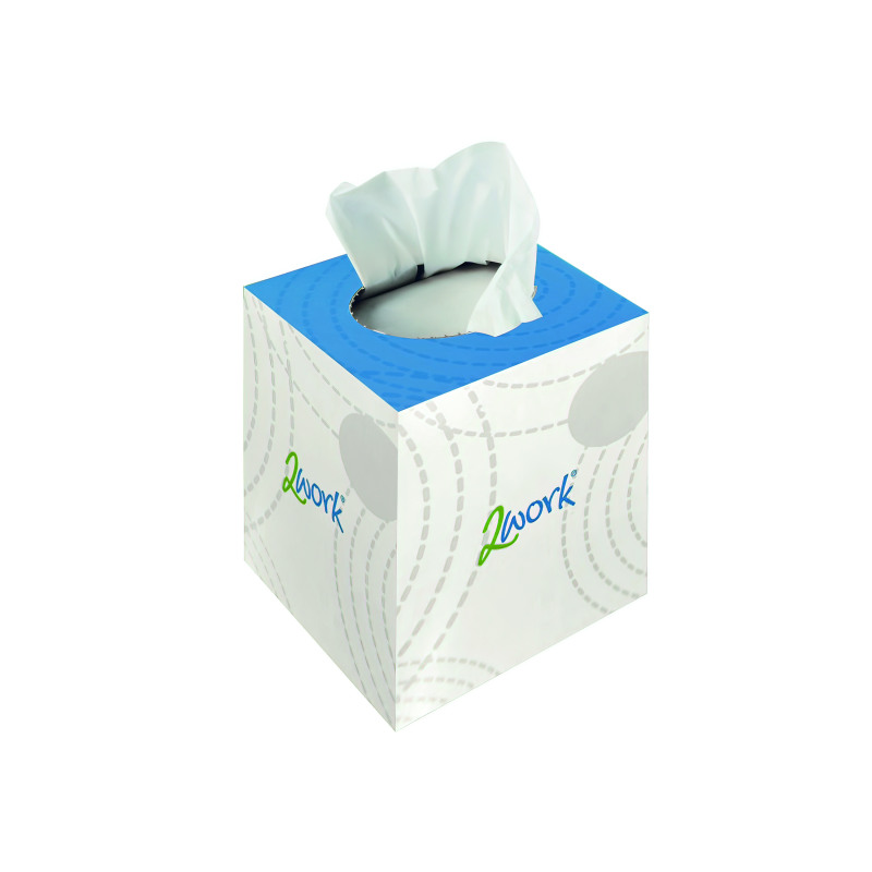 2Work+Facial+Tissue+Cube+Box+70+Sheets+2-Ply+%28Pack+of+24%29+CPD13550