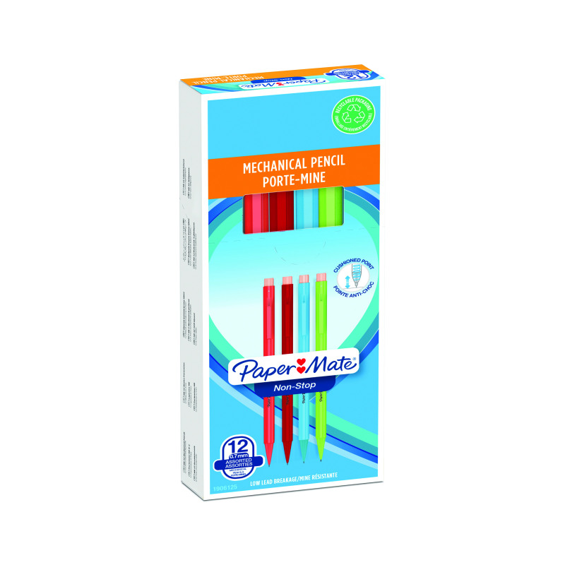 PaperMate+Non-Stop+Automatic+Mechanical+Pencils+0.7+HB+Neon+%28Pack+of+12%29+1906125