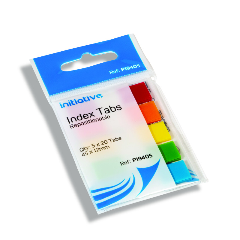 Initiative+Film+Index+Tabs+45x12mm+20+Sheets+of+5+Assorted+Colours+%28100+Pack%29