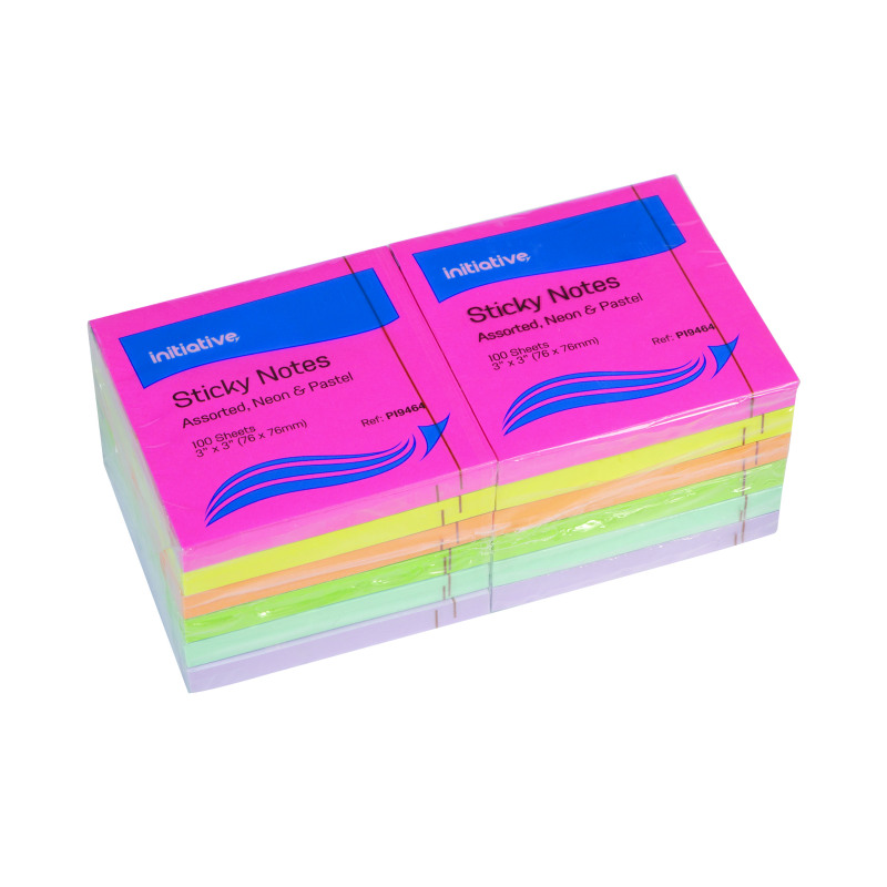 Initiative+Sticky+Notes+Assorted+76x76mm+%2812+Pack%29