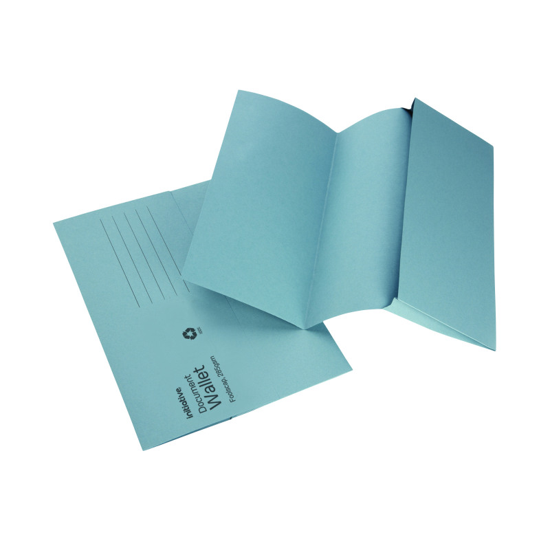 Initiative+Document+Wallet+Medium+Weight+Foolscap+Blue+%2850+Pack%29