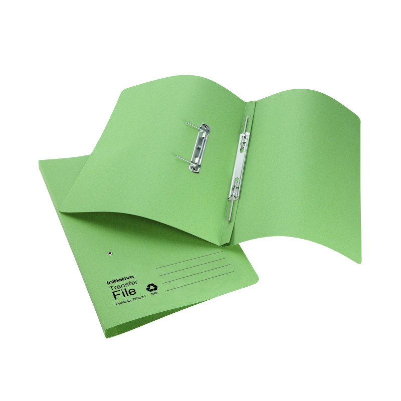 Initiative+Transfer+Spring+File+Foolscap+285gsm+Green+%2850+Pack%29
