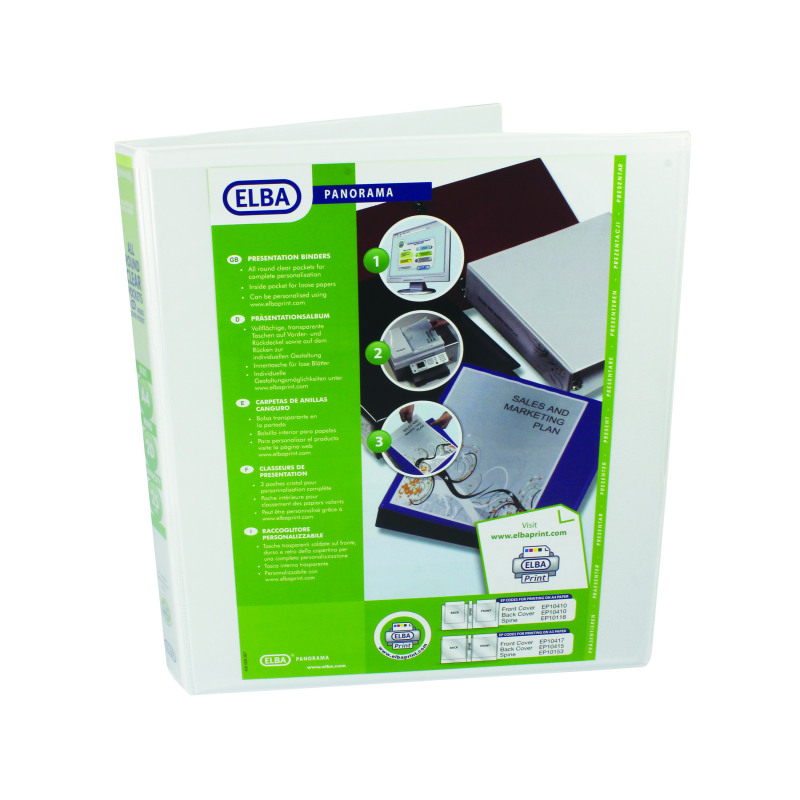Elba+Panorama+25mm+2+D-Ring+Presentation+Binder+A4+White+%286+Pack%29+400008413