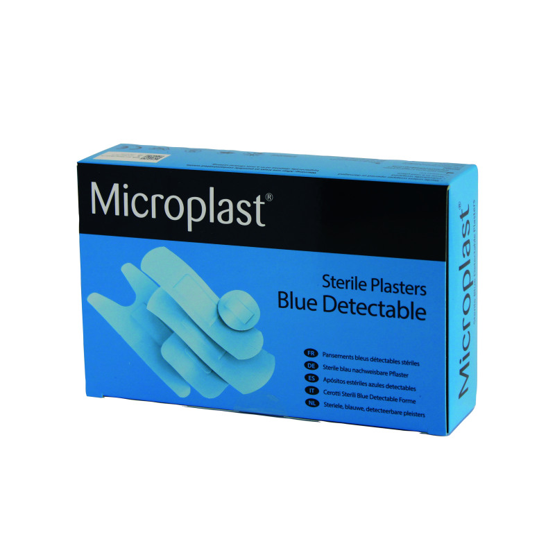 Microplast+Blue+Detectable+Plasters+Assorted+Sizes+%28Pack+of+100%29+86931
