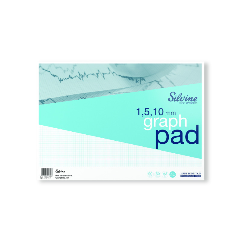 Silvine+Graph+Pad+1%2F5%2F10mm+50+Sheets+A3+A3GP1510