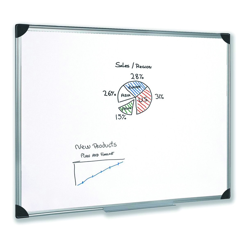 5+Star+Office+Whiteboard+Drywipe+Magnetic+with+Pen+Tray+and+Aluminium+Trim+1200x900mm