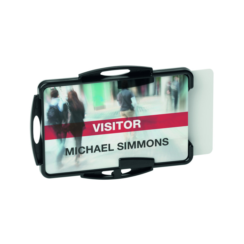 Durable+ECO+2+Card+Recycled+Plastic+Security+ID+Badge+Holder+Black+%28Pack+of+10%29+898901