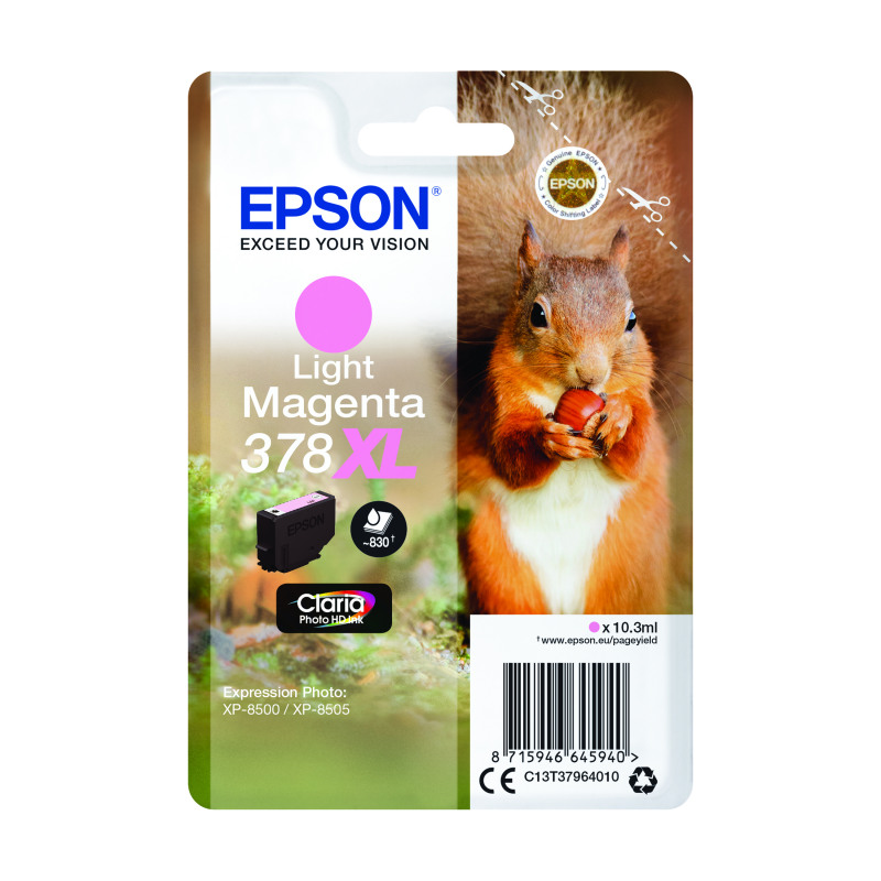 Epson+378XL+Squirrel+Ink+Cartridge+High+Yield+Light+Magenta+C13T37964010