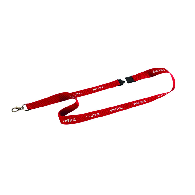 Durable+Soft+Textile+VISITOR+Lanyard+with+Clip+and+Breakaway+Red+%28Pack+of+10%29+823803