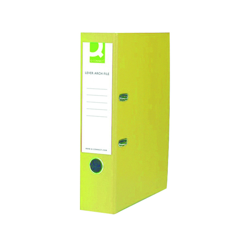 Q-Connect+70mm+Lever+Arch+File+Polypropylene+Foolscap+Yellow+%28Pack+of+10%29+KF01476